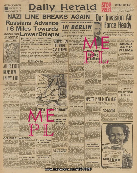 : Daily Herald front page Red Army advances on Eastern Front : Daily Herald front page Red Army advances on Eastern Front