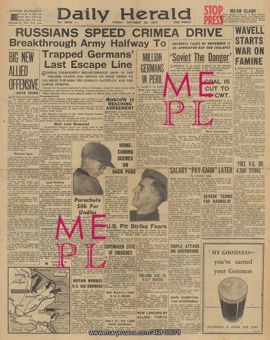 : Daily Herald front page Red Army advances on Eastern Front : Daily Herald front page Red Army advances on Eastern Front