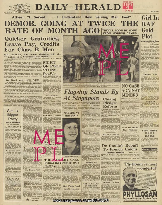 : Daily Herald front page Speed up of demobilisation : Daily Herald front page Speed up of demobilisation
