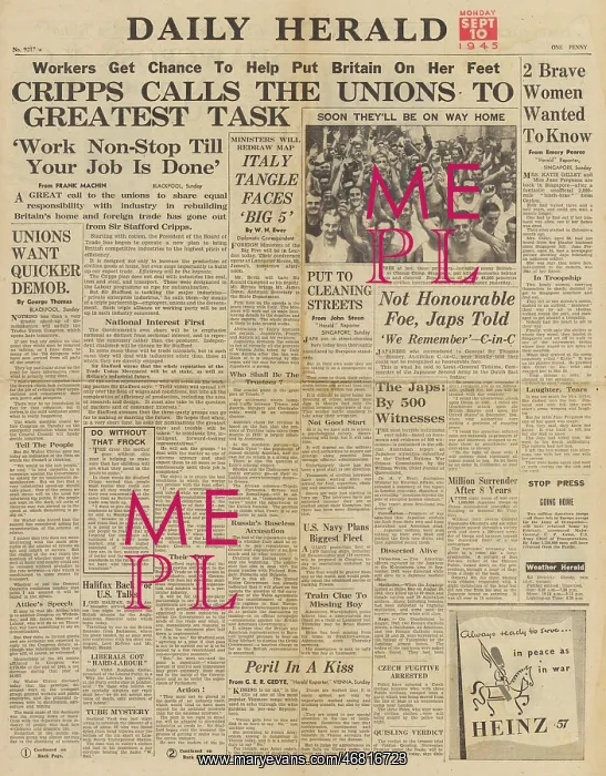 : Daily Herald front page Task of rebuilding Britain : Daily Herald front page Task of rebuilding Britain