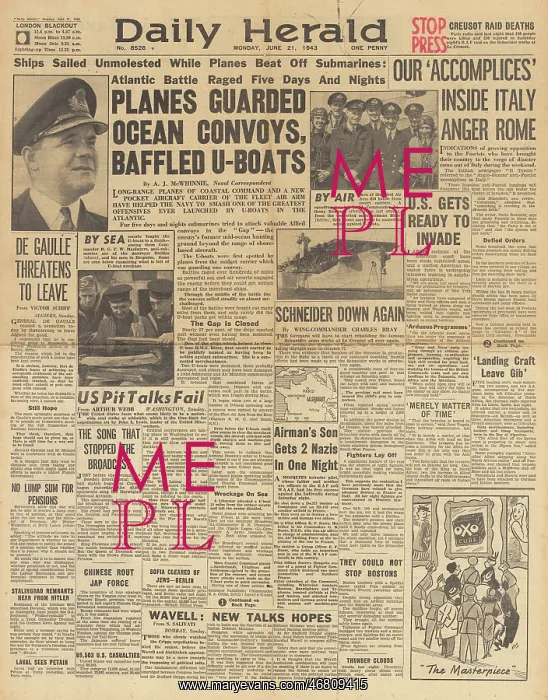 : Daily Herald front page U Boat war : Daily Herald front page U Boat war