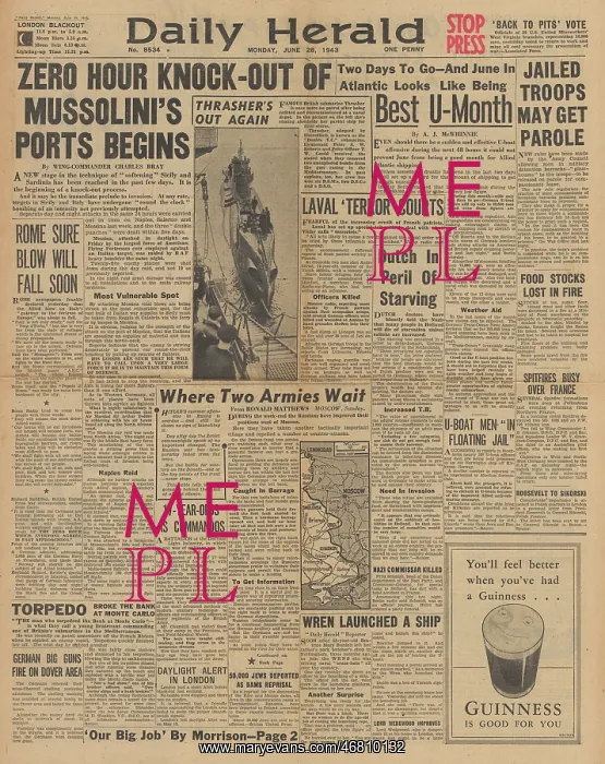 : Daily Herald front page U Boat war : Daily Herald front page U Boat war
