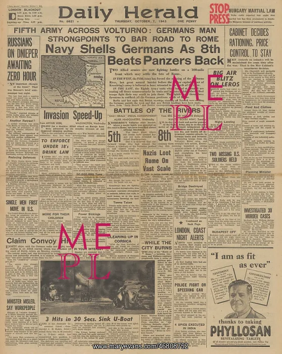: Daily Herald front page War crimes in Rome : Daily Herald front page War crimes in Rome