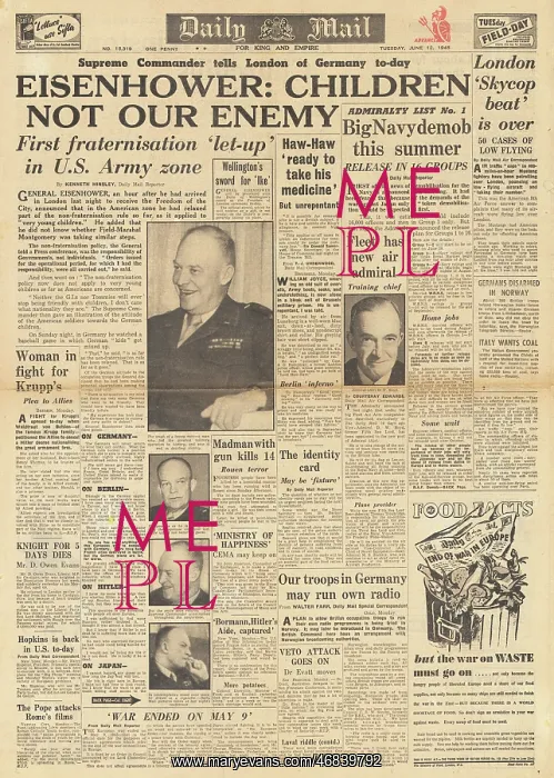 : Daily Mail - Eisenhower discusses non-fraternisation : Daily Mail - Eisenhower discusses non-fraternisation
