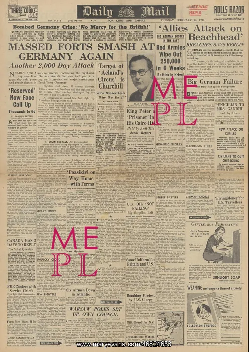 : Daily Mail front page US Air Force bomb Germany : Daily Mail front page US Air Force bomb Germany