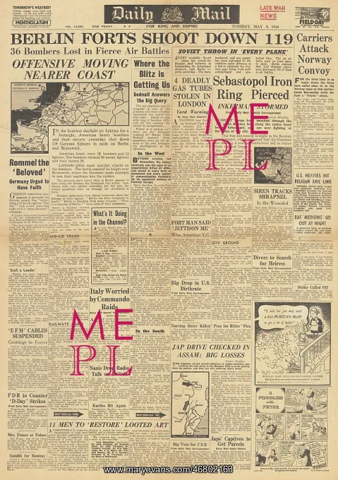 : Daily Mail front page Air war over Berlin : Daily Mail front page Air war over Berlin
