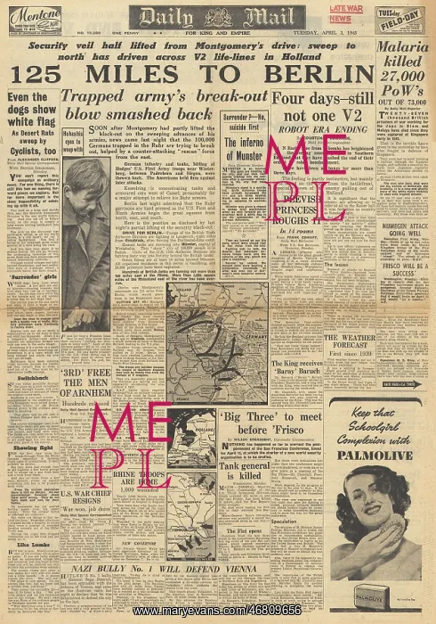 : Daily Mail front page Allied forces advance in the West : Daily Mail front page Allied forces advance in the West