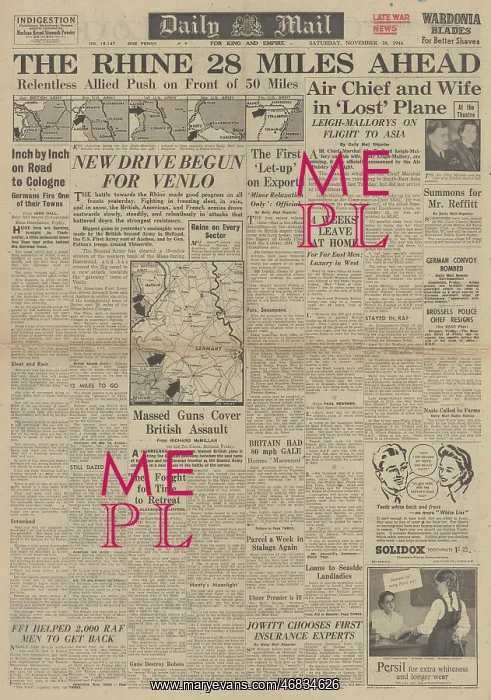 : Daily Mail front page Allied winter offensive : Daily Mail front page Allied winter offensive