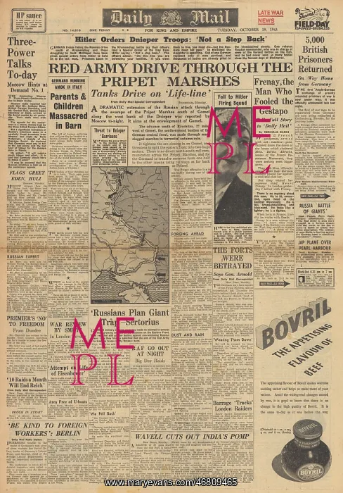 : Daily Mail front page Allies advance on Rome