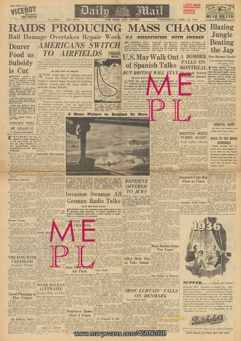 : Daily Mail front page Allies bomb Germany : Daily Mail front page Allies bomb Germany