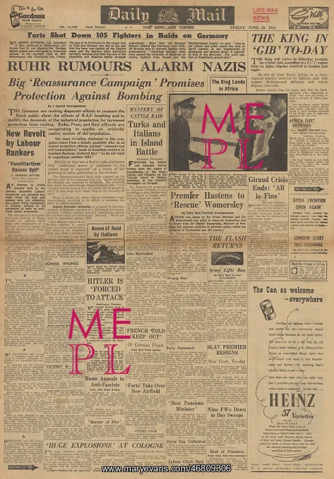 : Daily Mail front page Allies bomb Sicily : Daily Mail front page Allies bomb Sicily