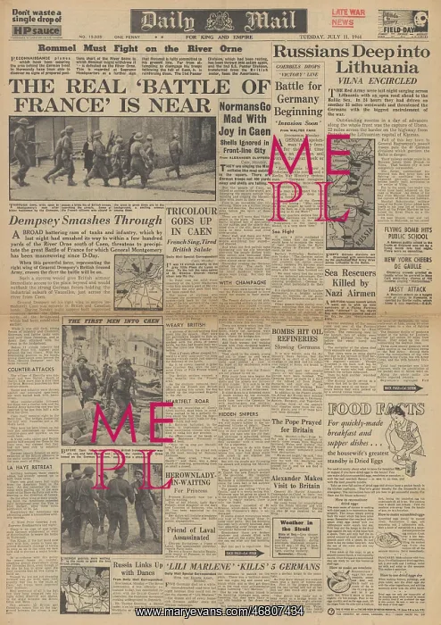 : Daily Mail front page Allies capture Caen : Daily Mail front page Allies capture Caen
