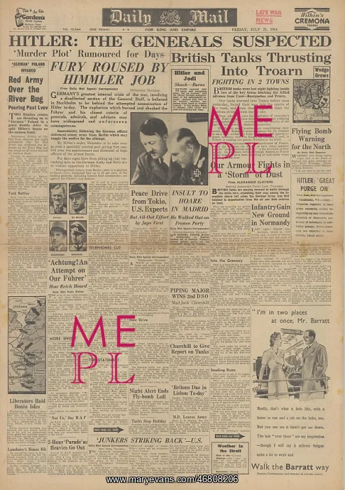 : Daily Mail front page Assassination attempt on Hitler : Daily Mail front page Assassination attempt on Hitler