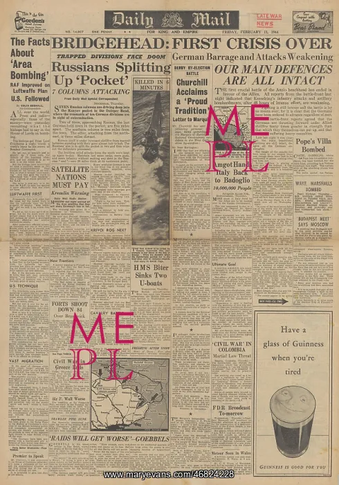 : Daily Mail front page Battle for Anzio beachhead : Daily Mail front page Battle for Anzio beachhead