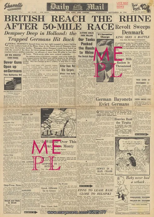 : Daily Mail front page Battle of Arnhem : Daily Mail front page Battle of Arnhem