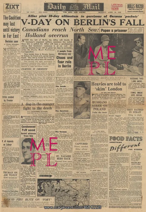 : Daily Mail front page Battle for Berlin : Daily Mail front page Battle for Berlin