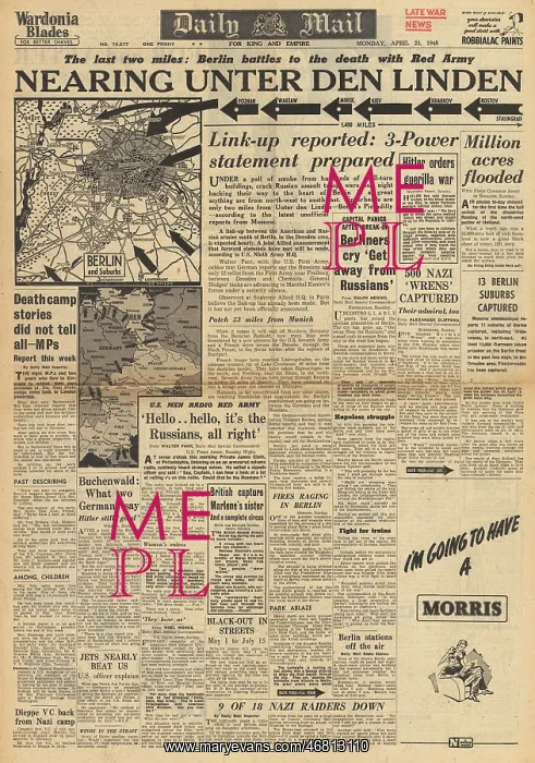 : Daily Mail front page Battle of Berlin : Daily Mail front page Battle of Berlin