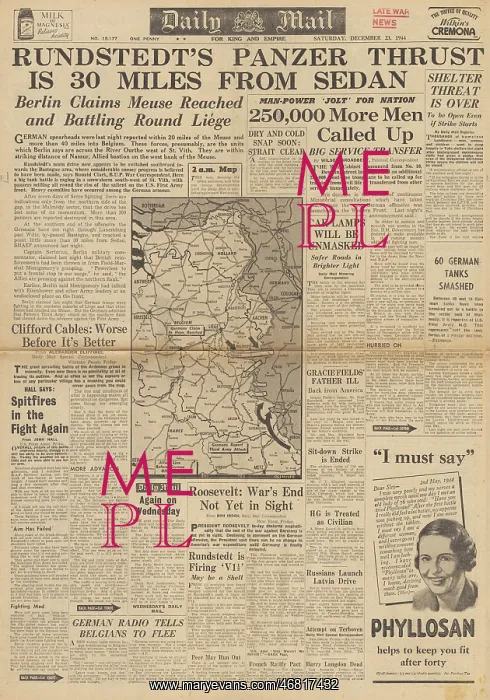 : Daily Mail front page Battle of the Bulge : Daily Mail front page Battle of the Bulge