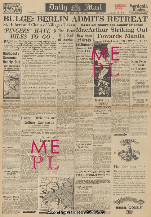 : Daily Mail front page Battle of the Bulge : Daily Mail front page Battle of the Bulge
