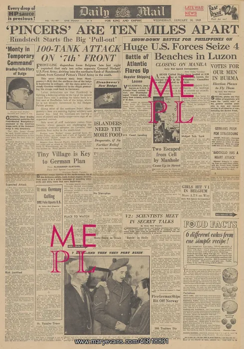 : Daily Mail front page Battle of the Bulge : Daily Mail front page Battle of the Bulge
