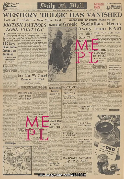 : Daily Mail front page Battle of the Bulge : Daily Mail front page Battle of the Bulge