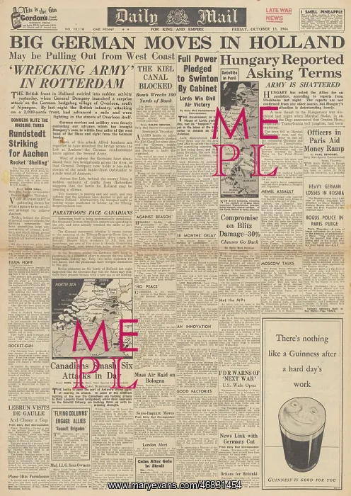 : Daily Mail front page Battle for Holland : Daily Mail front page Battle for Holland