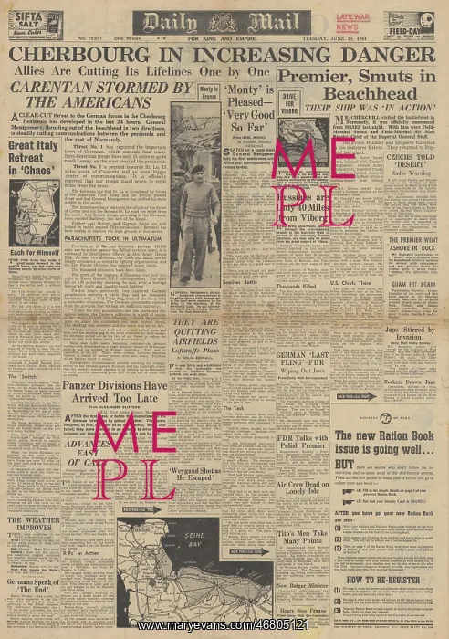 : Daily Mail front page Battle for Normandy : Daily Mail front page Battle for Normandy