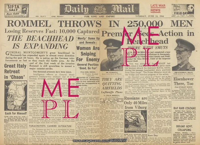 : Daily Mail front page Battle for Normandy : Daily Mail front page Battle for Normandy