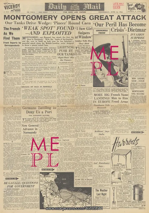 : Daily Mail front page Battle for Normandy : Daily Mail front page Battle for Normandy