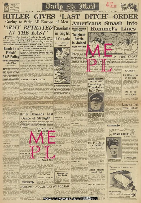 : Daily Mail front page Battle for Normandy : Daily Mail front page Battle for Normandy