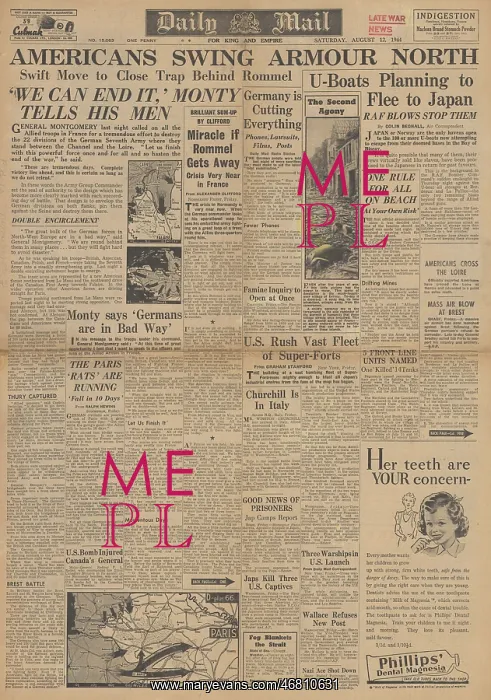: Daily Mail front page Battle for Normandy : Daily Mail front page Battle for Normandy