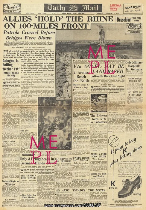 : Daily Mail front page Battle for the Rhineland : Daily Mail front page Battle for the Rhineland