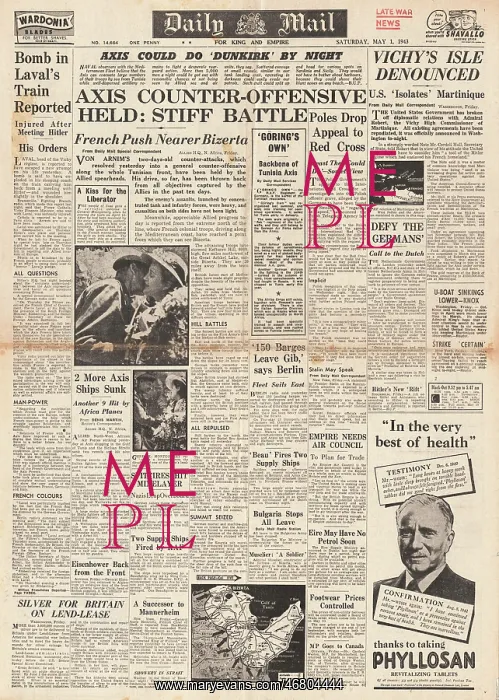: Daily Mail front page Battle of Tunisia : Daily Mail front page Battle of Tunisia