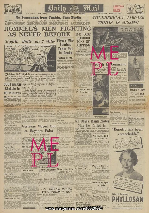  : Daily Mail front page Battle for Tunisia