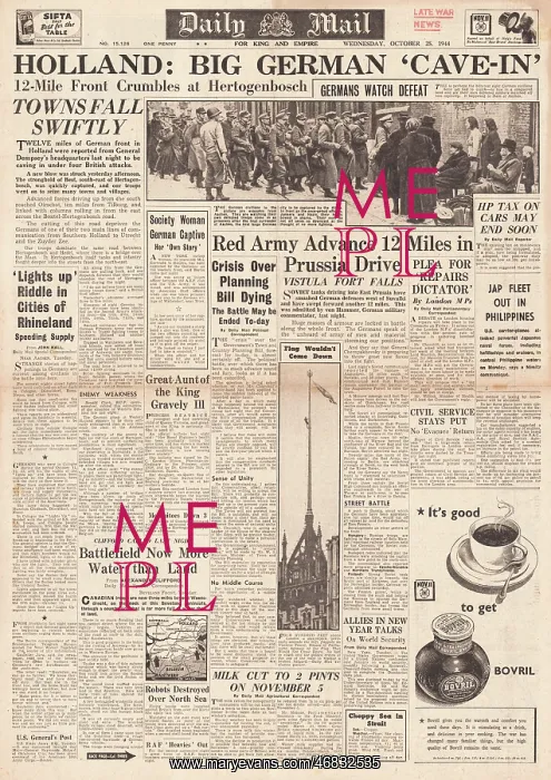 : Daily Mail front page British forces capture Hertogenbosch : Daily Mail front page British forces capture Hertogenbosch