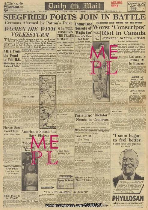 : Daily Mail front page Conscript riots in Canada : Daily Mail front page Conscript riots in Canada