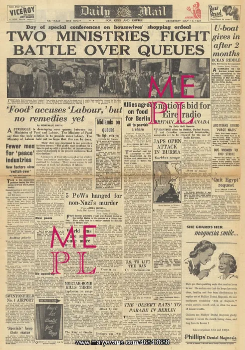 : Daily Mail front page Food shortages : Daily Mail front page Food shortages