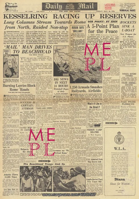 : Daily Mail front page German forces defend Hitler Line : Daily Mail front page German forces defend Hitler Line