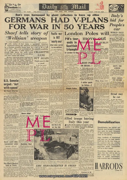 : Daily Mail front page German ray weapon plans : Daily Mail front page German ray weapon plans