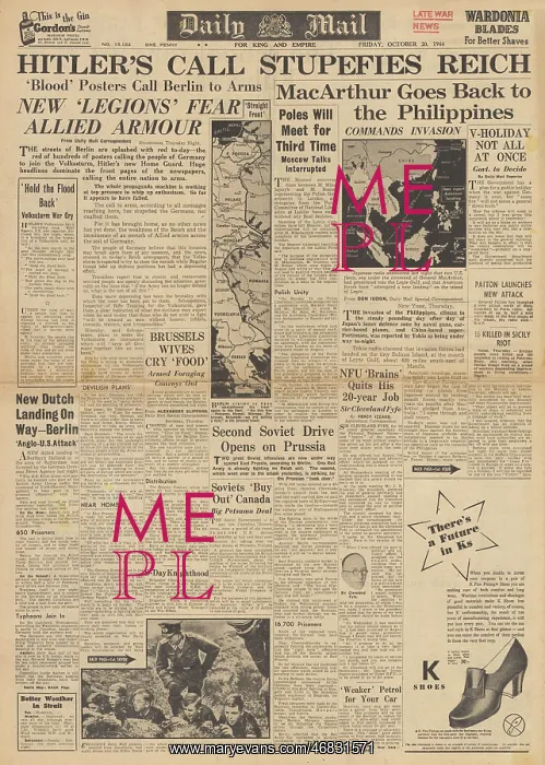 : Daily Mail front page MacArthur returns to Philippines : Daily Mail front page MacArthur returns to Philippines
