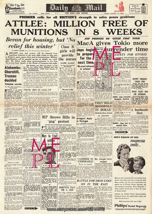 : Daily Mail front page Million workers to quit war work : Daily Mail front page Million workers to quit war work