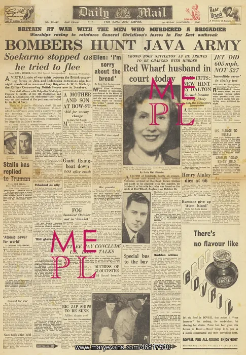 : Daily Mail front page murder of Ivy Nettleton : Daily Mail front page murder of Ivy Nettleton