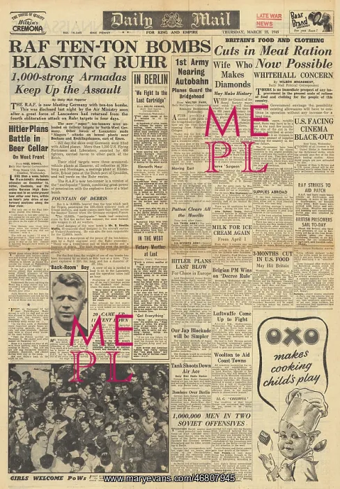 : Daily Mail front page New RAF bombs : Daily Mail front page New RAF bombs