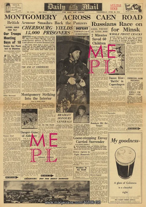: Daily Mail front page Operation Epsom in Normandy : Daily Mail front page Operation Epsom in Normandy