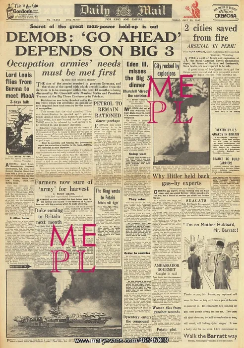 : Daily Mail front page Potsdam Conference : Daily Mail front page Potsdam Conference