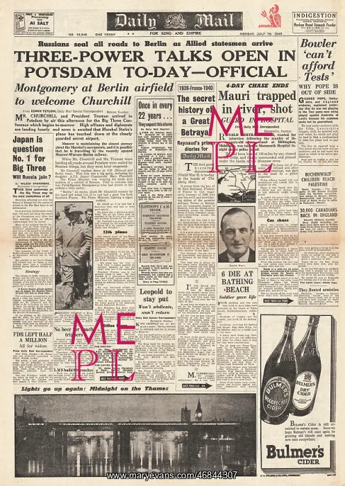 : Daily Mail front page Potsdam Conference begins : Daily Mail front page Potsdam Conference begins
