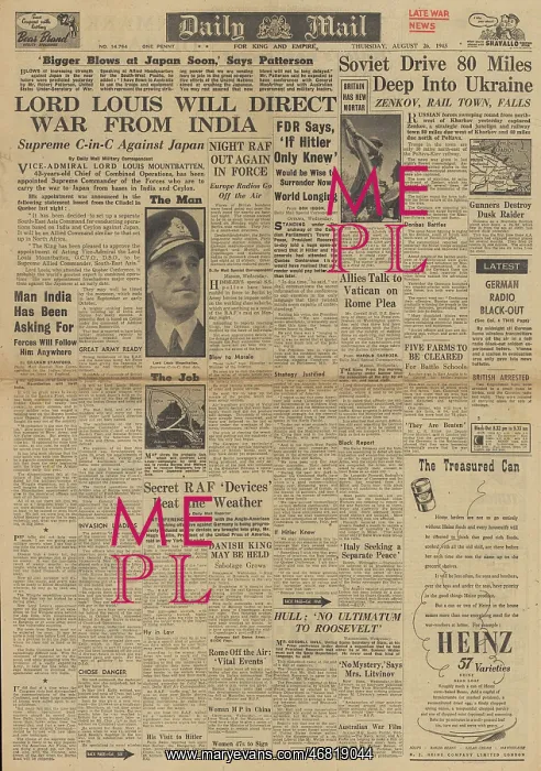 : Daily Mail front page RAF bomb Berlin : Daily Mail front page RAF bomb Berlin