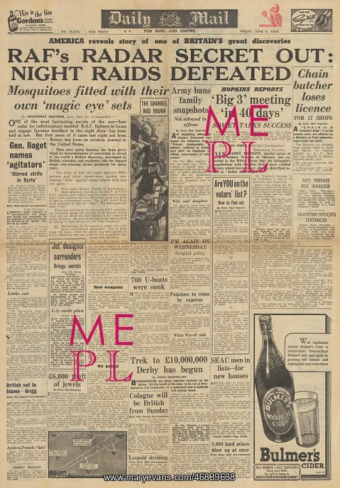 : Daily Mail front page RAF radar secrets revealed : Daily Mail front page RAF radar secrets revealed