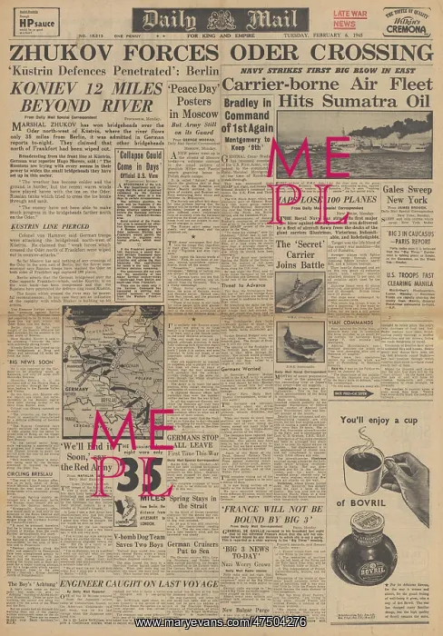 : Daily Mail front page Red Army advance on Berlin : Daily Mail front page Red Army advance on Berlin
