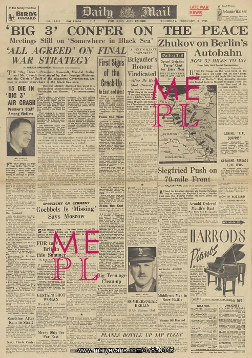 : Daily Mail front page Red Army advance on Berlin : Daily Mail front page Red Army advance on Berlin